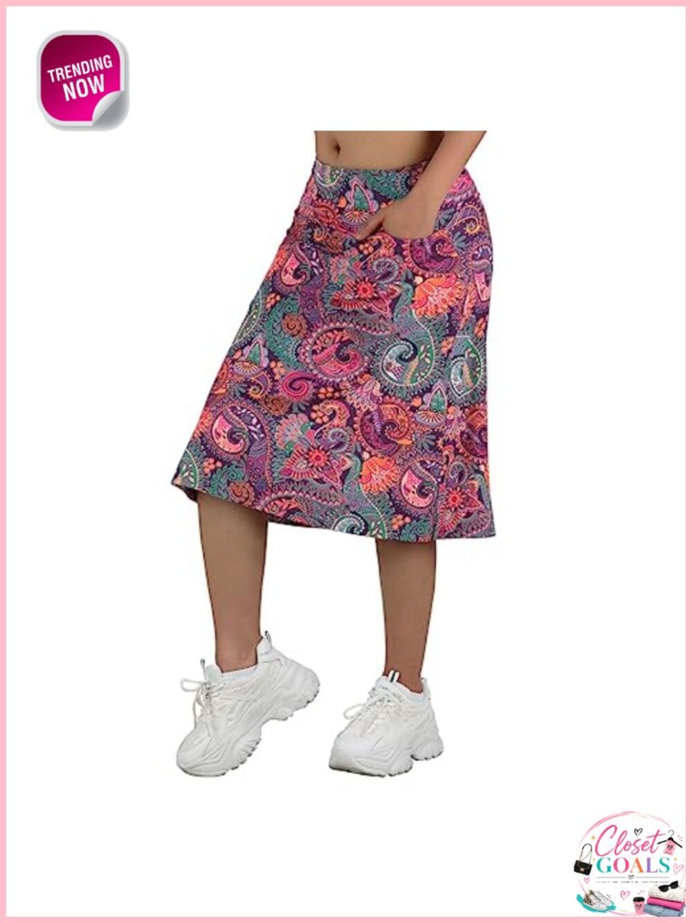 Women's Midi Skorts Skirt with 3 Pockets Modest Athletic Skirt
